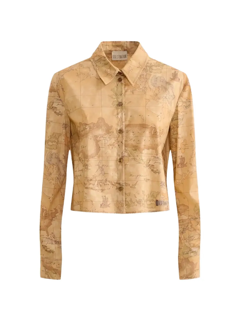 Alviero Martini 1° Classe Map-print Button-down Shirt In Brown