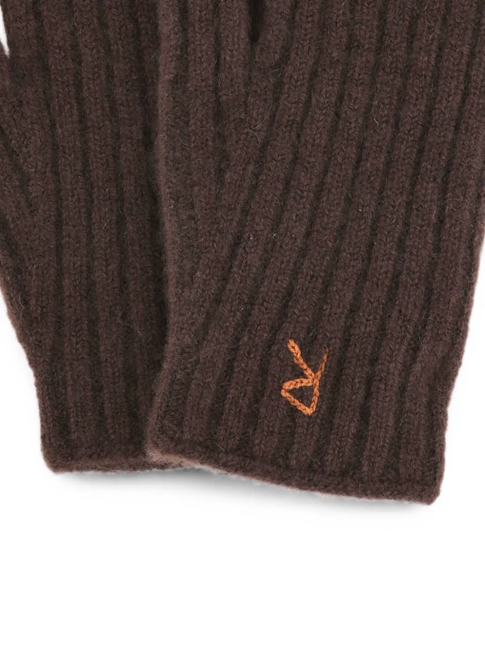 Ruslan Baginskiy ribbed-knit logo-embroidered cashmere gloves Bruin