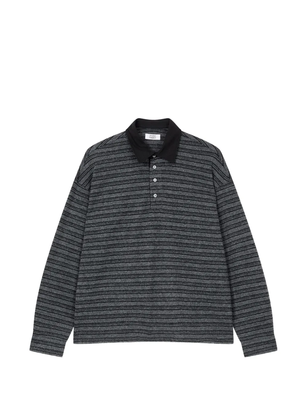TOMBOY striped long-sleeve polo shirt - Grigio
