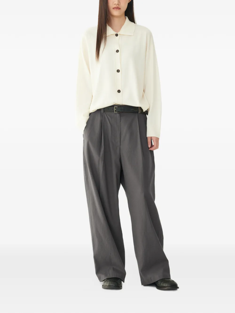 TOMBOY pleated wide-leg tailored trousers Grijs