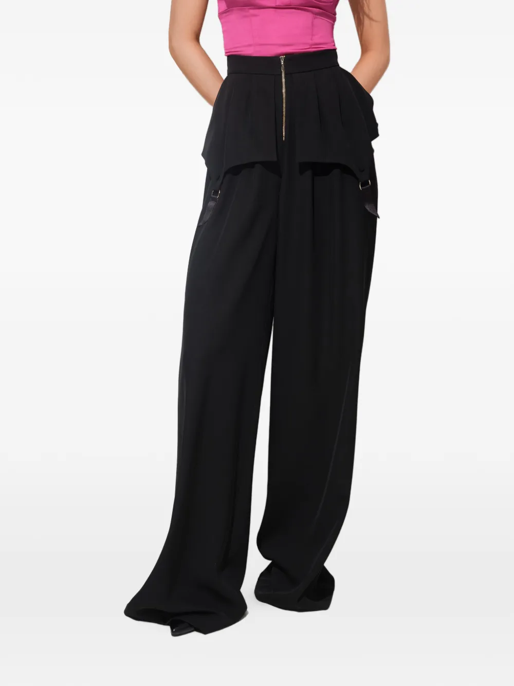 Murmur Blaze Peplum-waist Trousers In Red