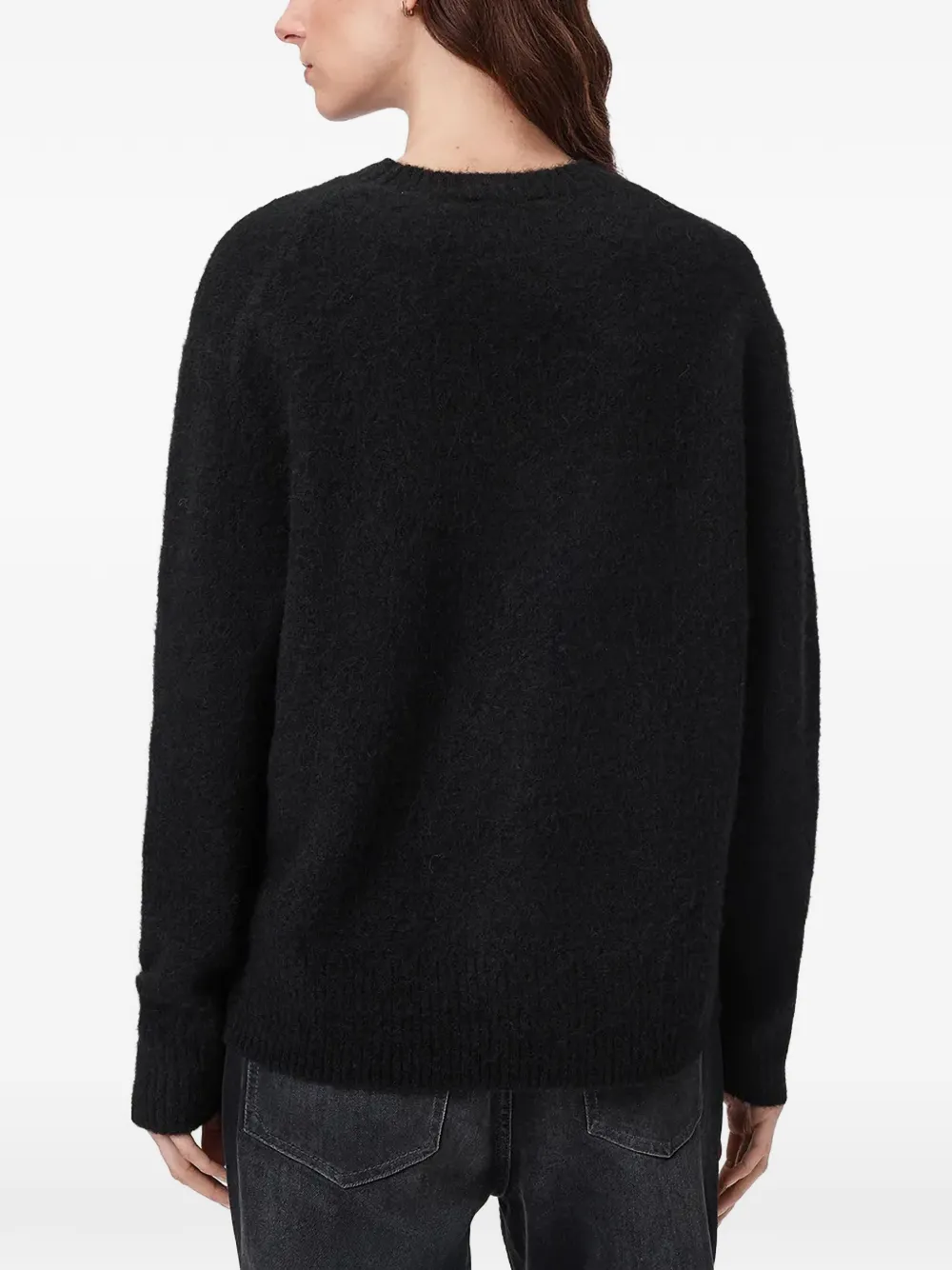 AllSaints Sweater met borduurwerk en ronde hals Zwart