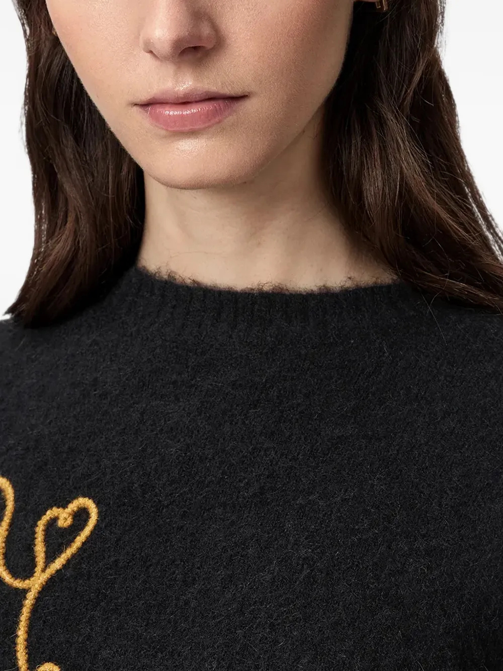 AllSaints Sweater met borduurwerk en ronde hals Zwart