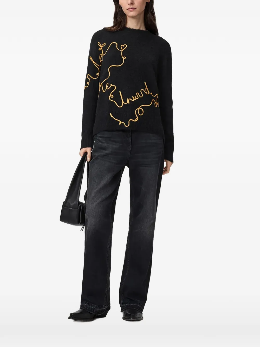 AllSaints pull à logo brodé - Noir