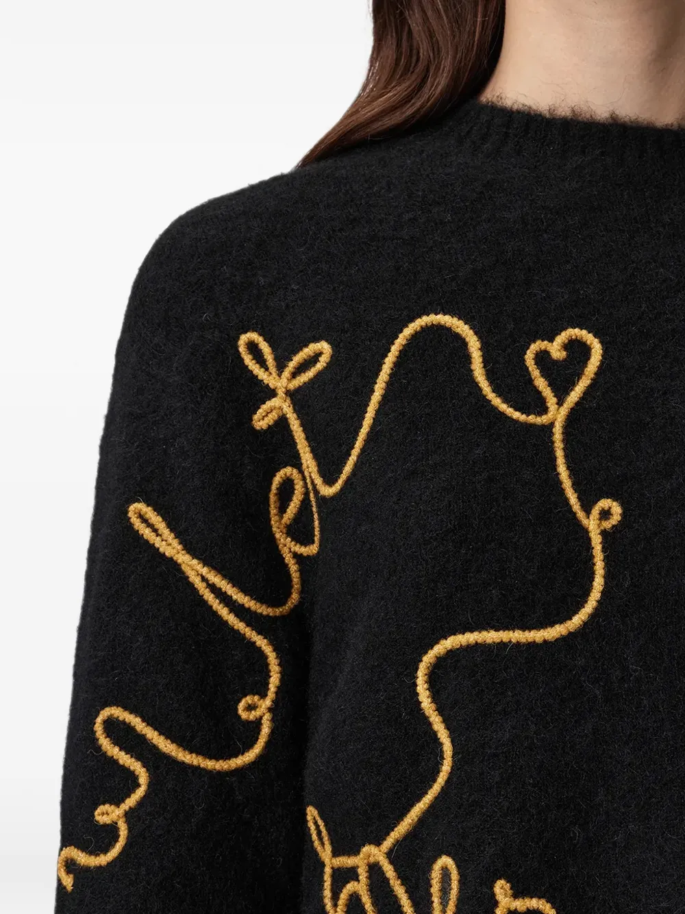 AllSaints Sweater met borduurwerk en ronde hals Zwart