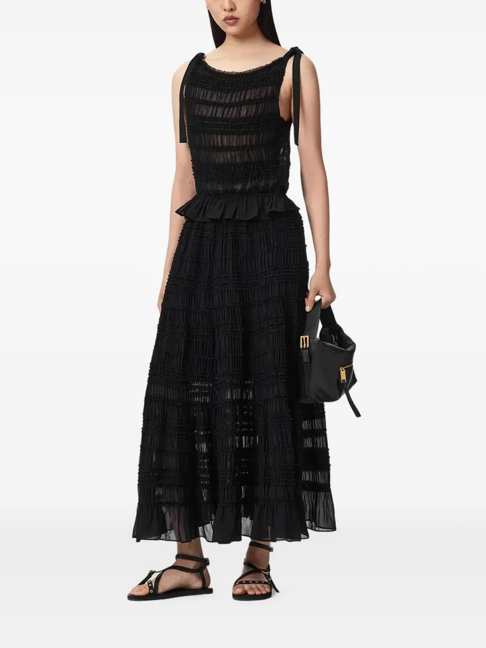 AllSaints Gelaagde top met ruches Zwart