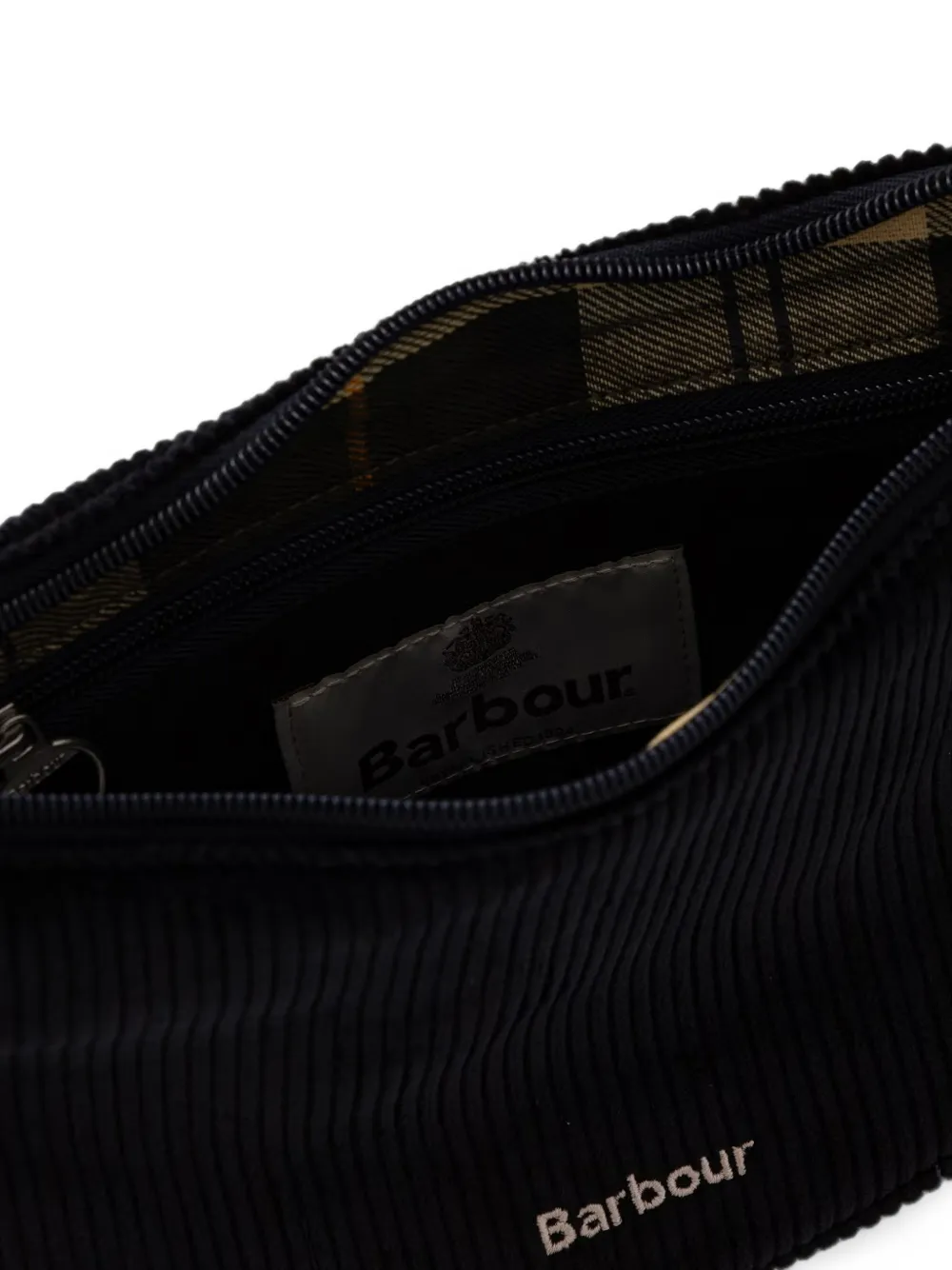 Barbour Mia ribfluwelen gewelfde mini-crossbodytas Zwart