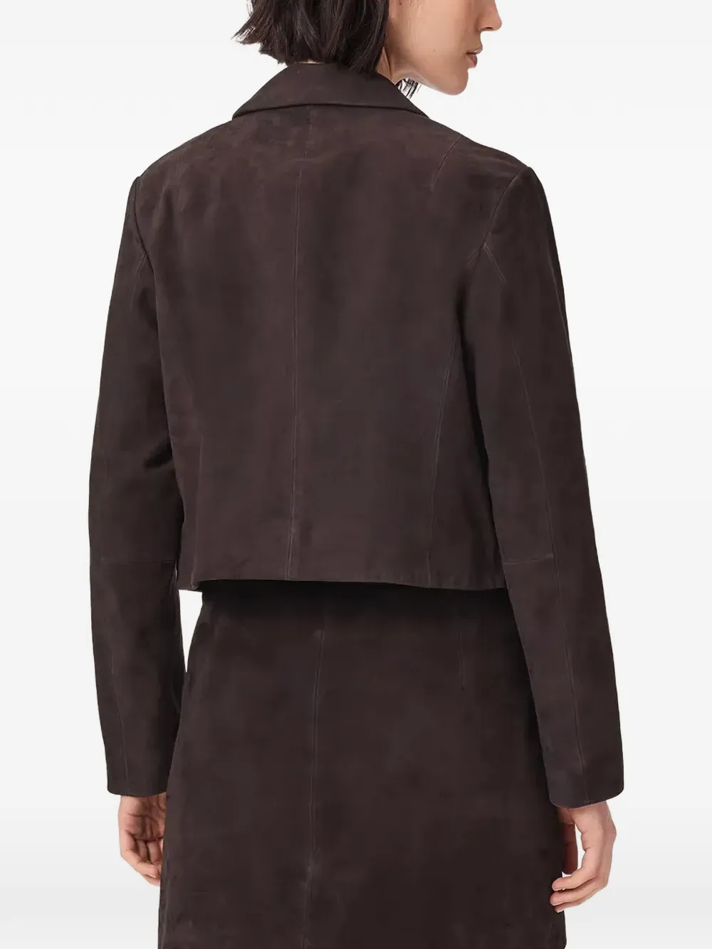 AllSaints Cropped suède blazer Bruin