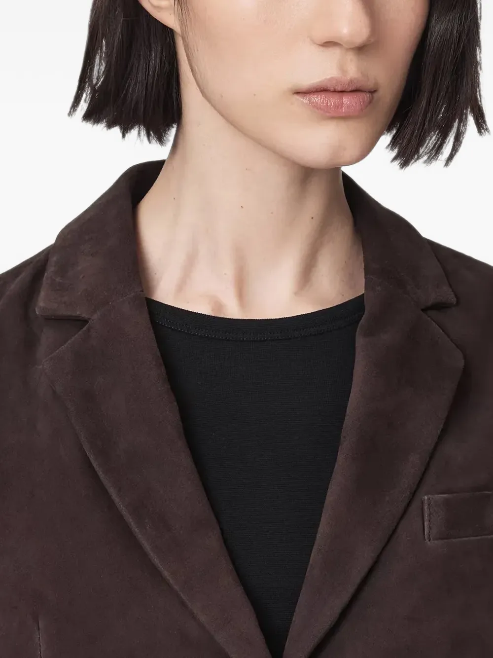 AllSaints Cropped suède blazer Bruin