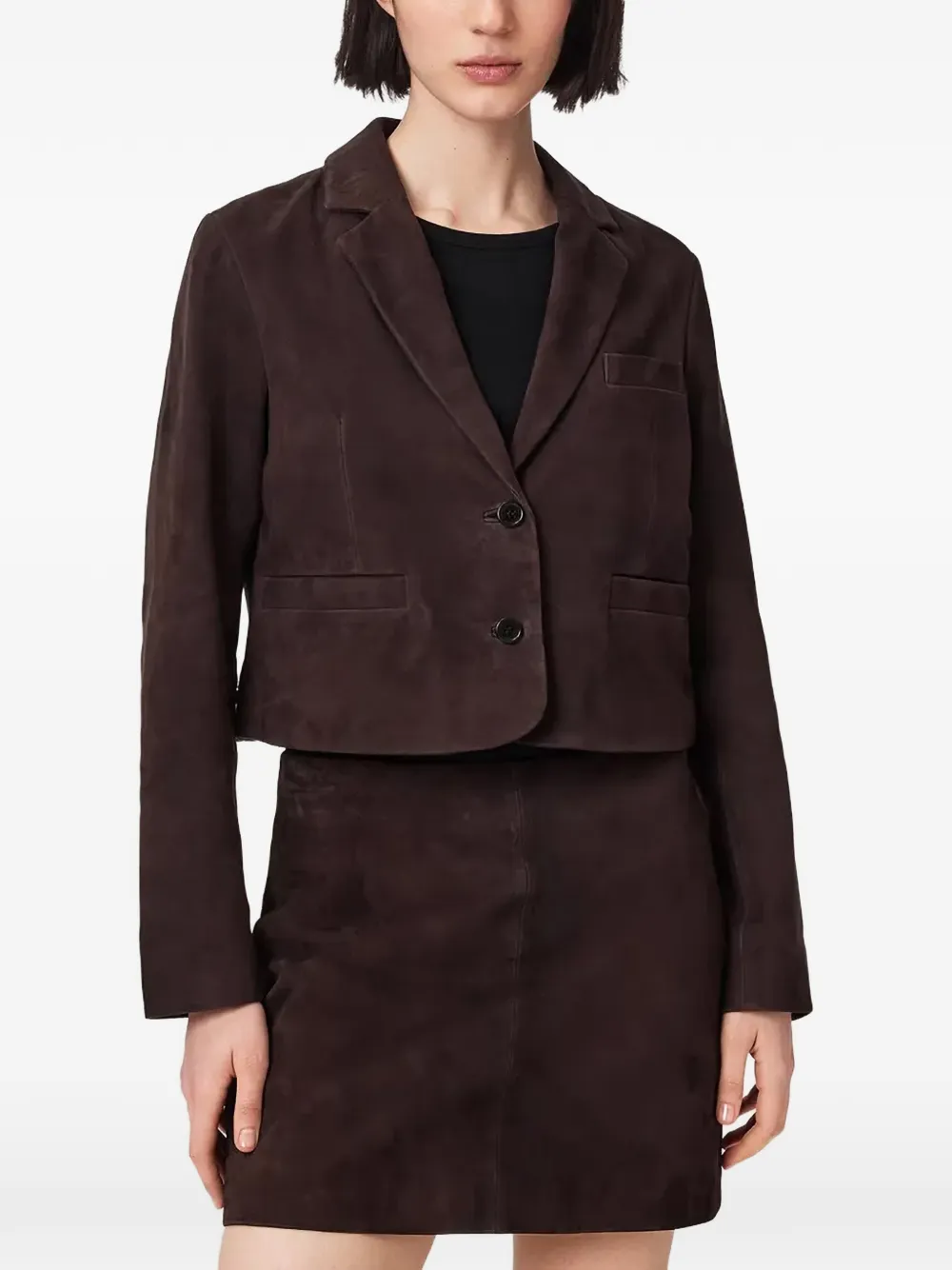 AllSaints blazer raccourci en daim - Marron AllSaints blazer raccourci en daim - Marron