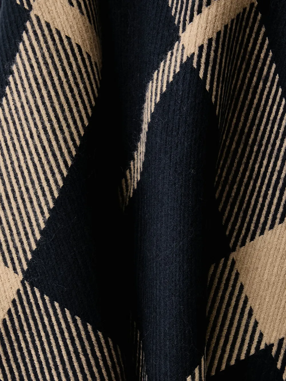 Barbour check fringed poncho Beige