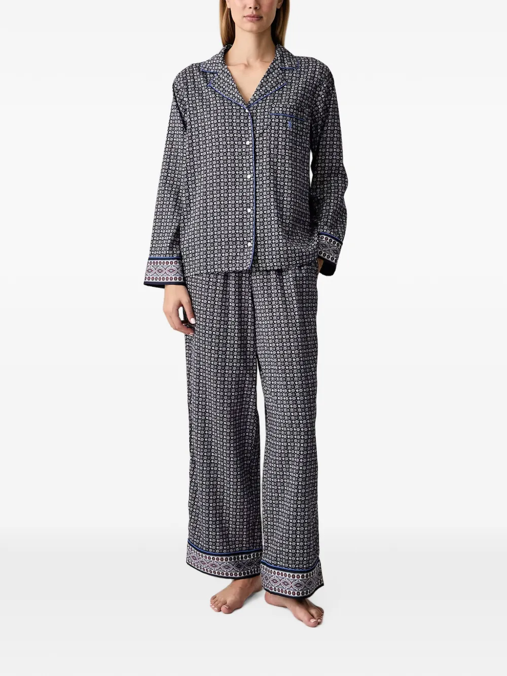 Polo Ralph Lauren geometric-print piping-detail pyjamas - Bleu Polo Ralph Lauren geometric-print piping-detail pyjamas - Bleu