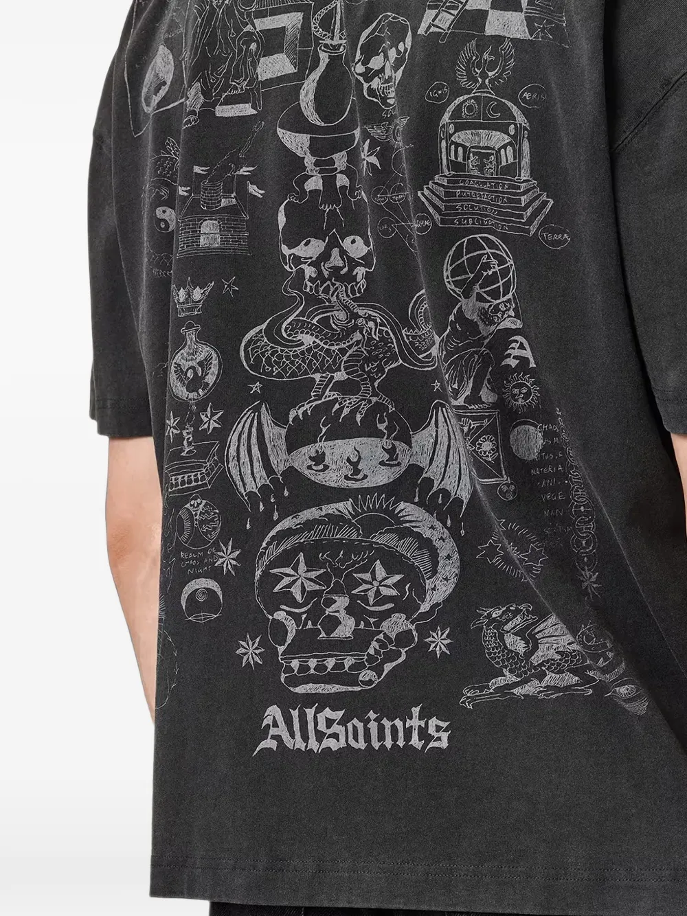 AllSaints T-shirt met grafische print Zwart