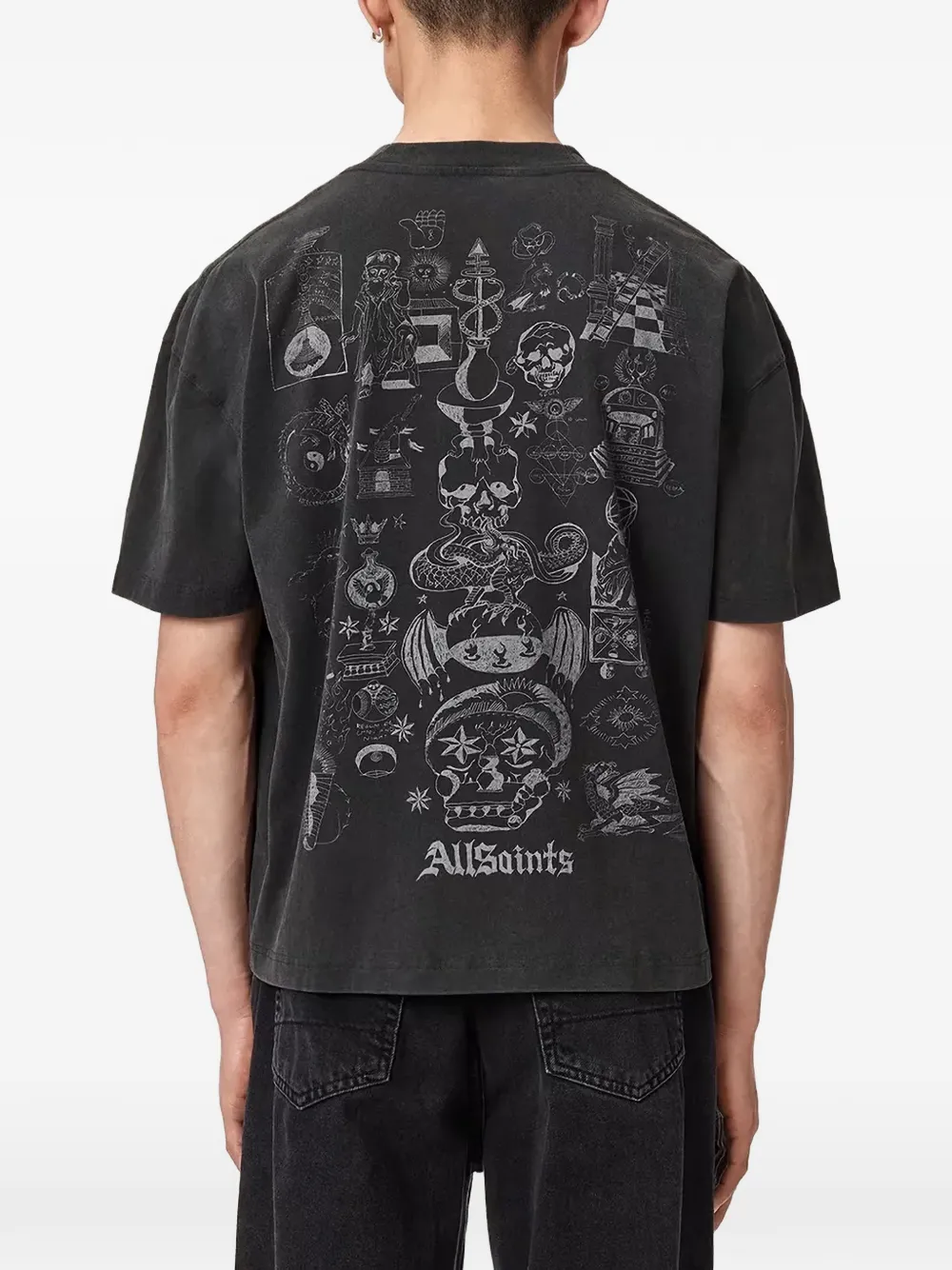 AllSaints T-shirt met grafische print Zwart