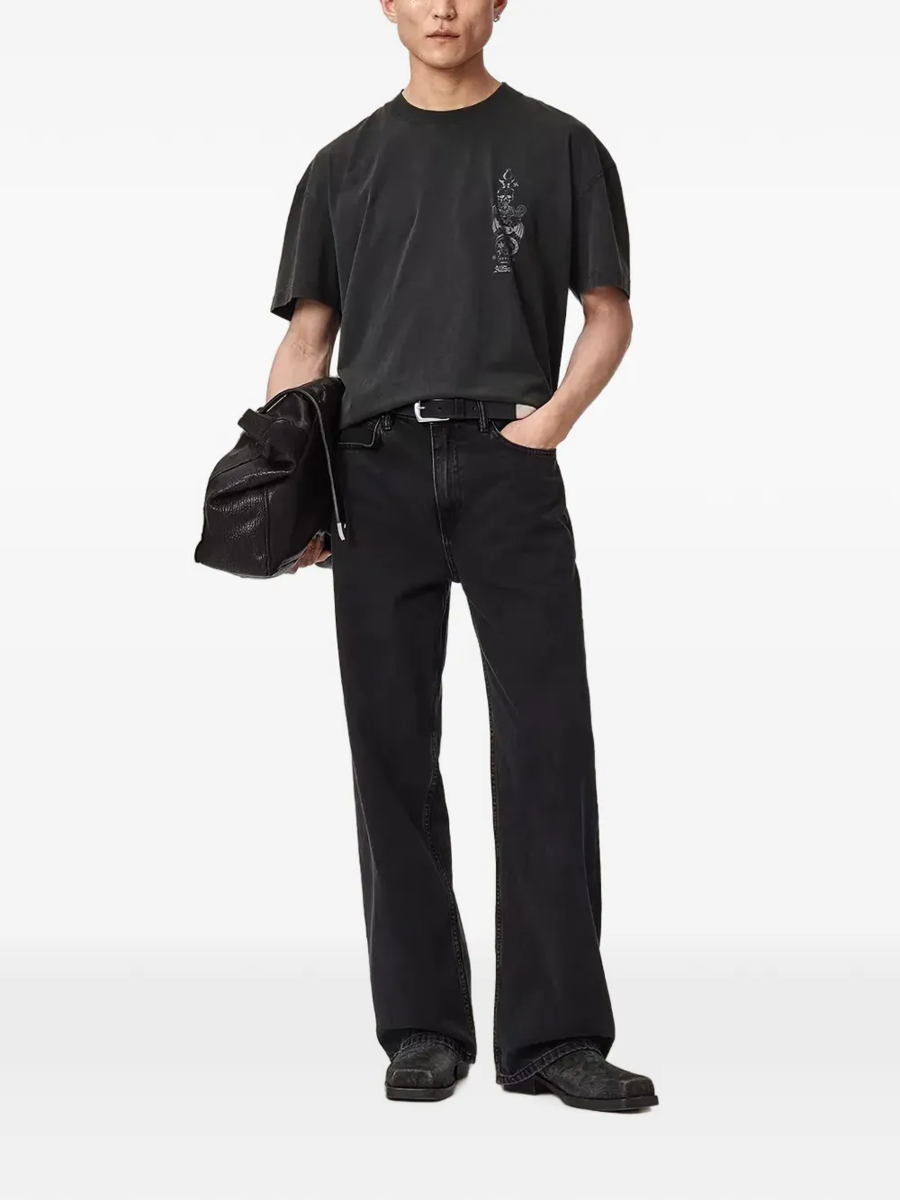AllSaints T-shirt met grafische print Zwart