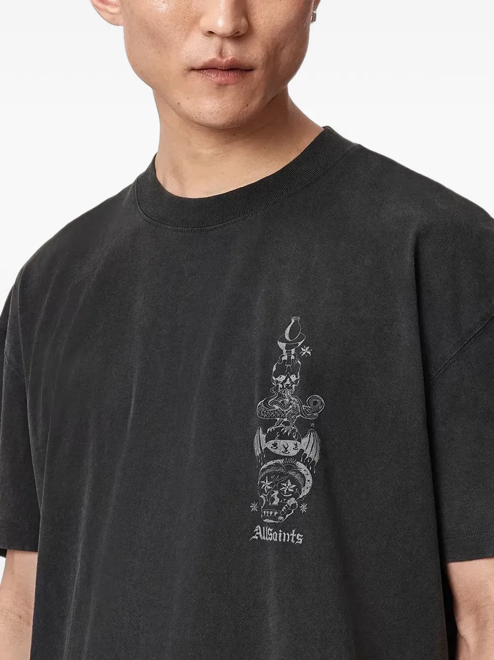 AllSaints T-shirt met grafische print Zwart