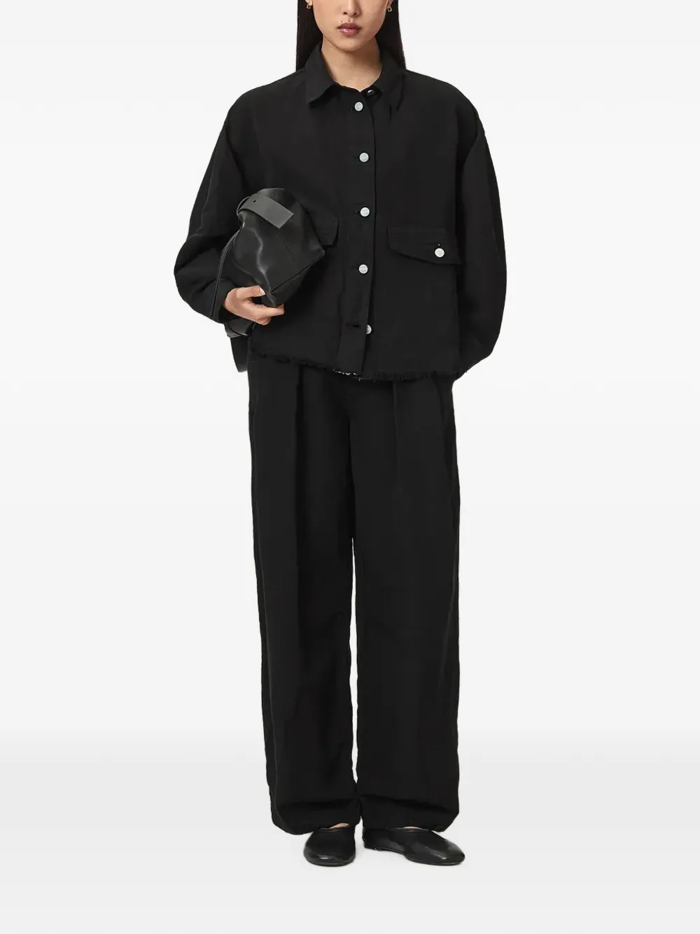 AllSaints Blouse met gerafelde zoom Zwart