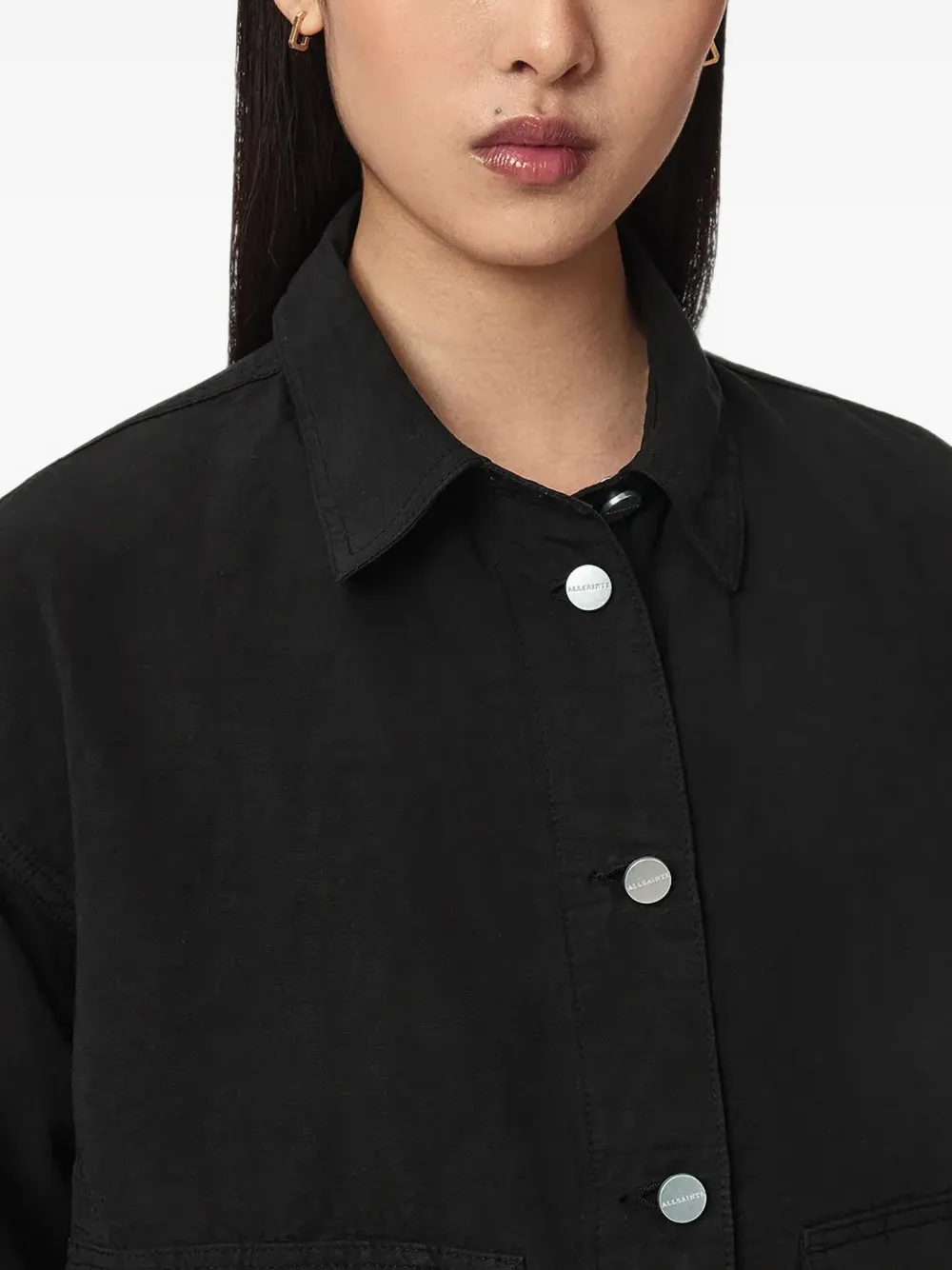 AllSaints Blouse met gerafelde zoom Zwart