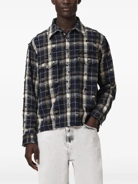 AllSaints Kariertes Hemd in Distressed-Optik