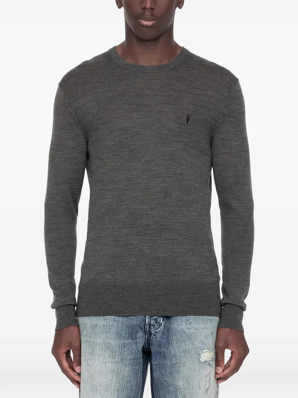 AllSaints Mode merino wool Ramskull jumper - Gris