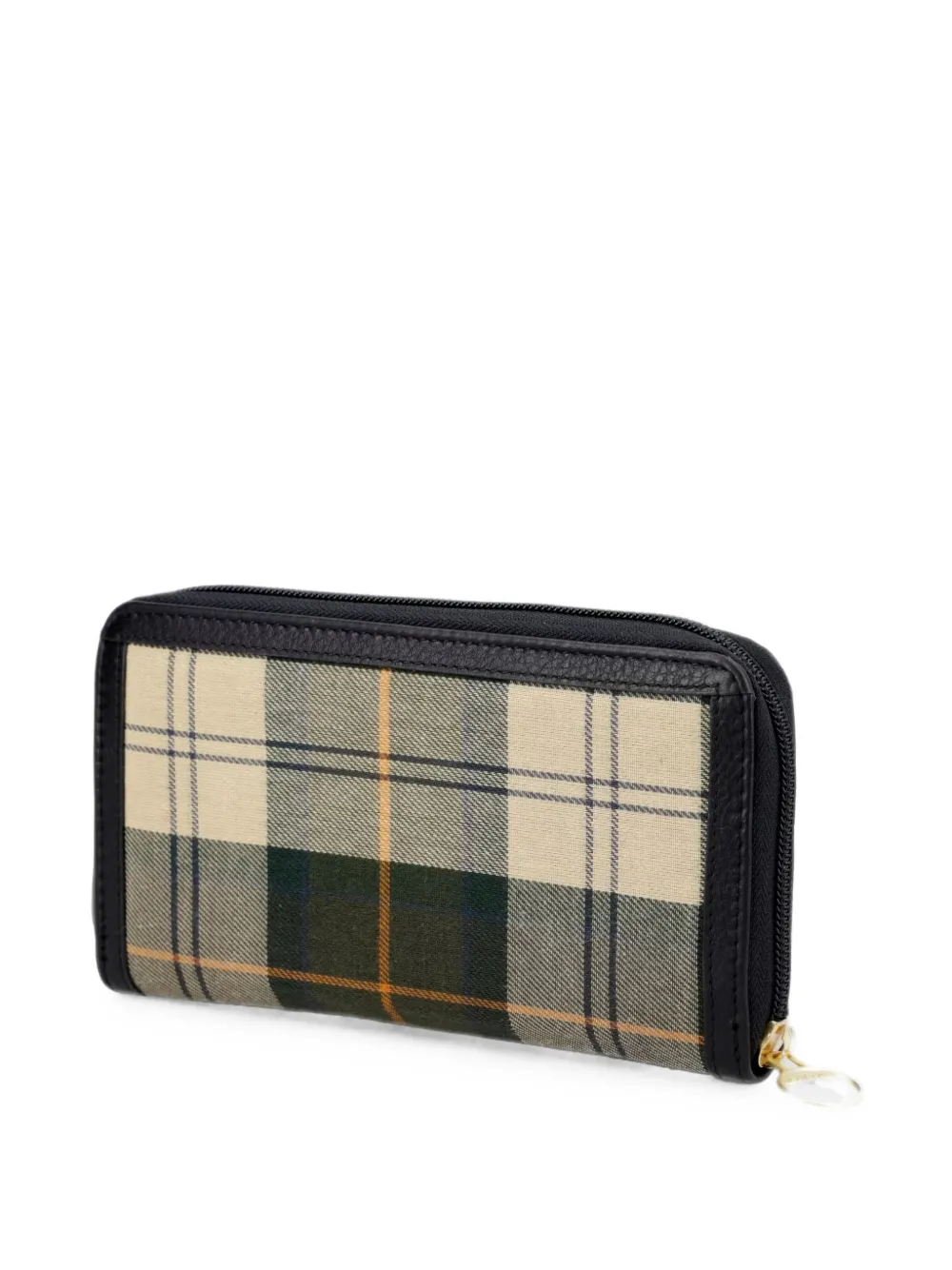Barbour Daphne leren portemonnee met tartan-ruit Beige