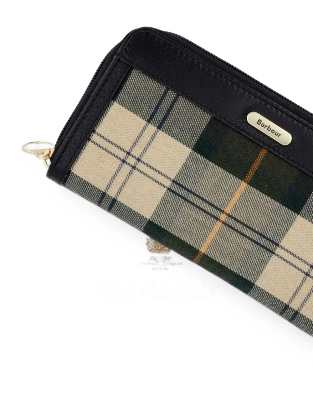 Barbour Daphne leren portemonnee met tartan-ruit Beige
