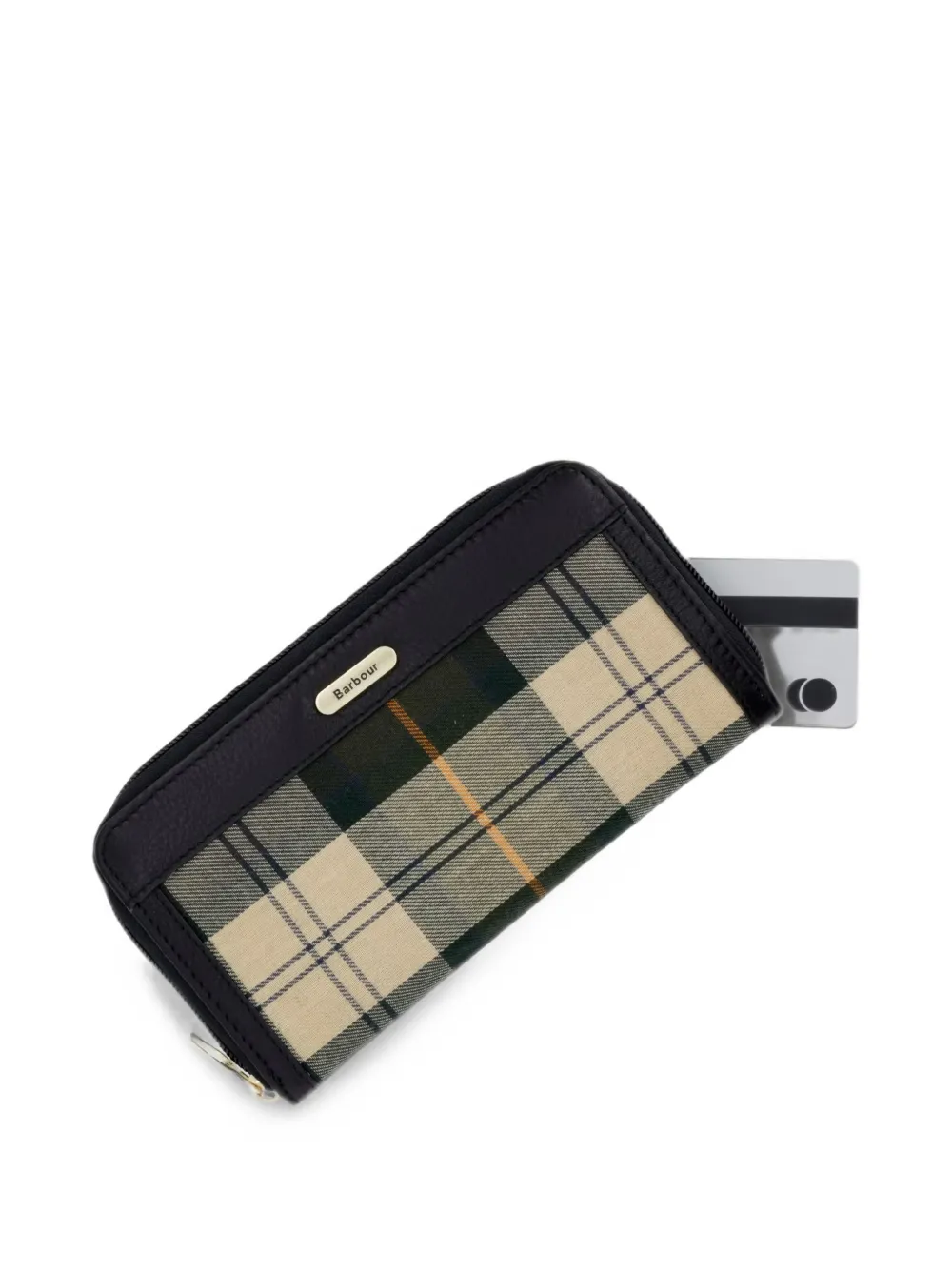 Barbour Daphne leren portemonnee met tartan-ruit Beige