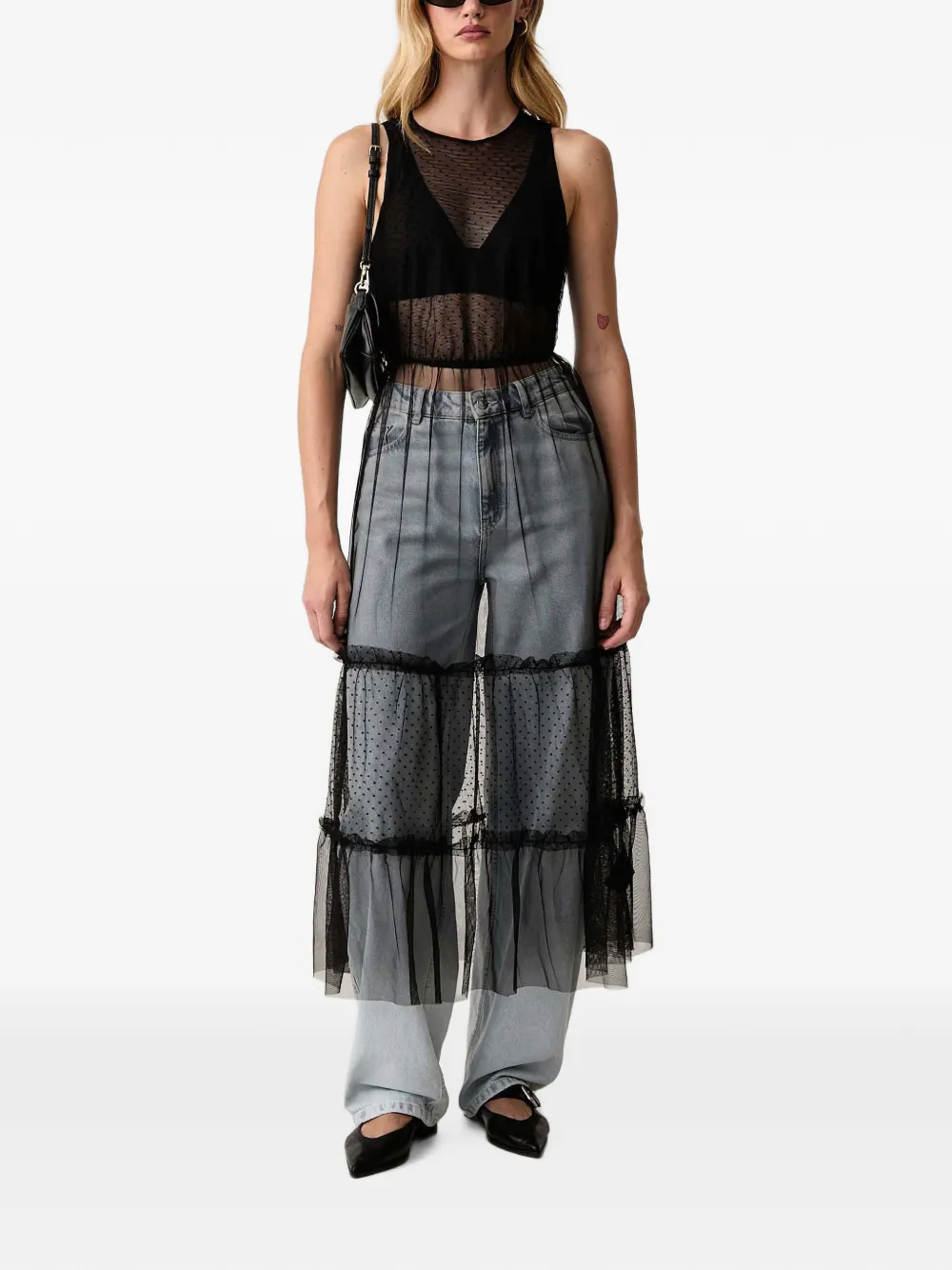 AllSaints Gelaagde jurk met stippen Zwart