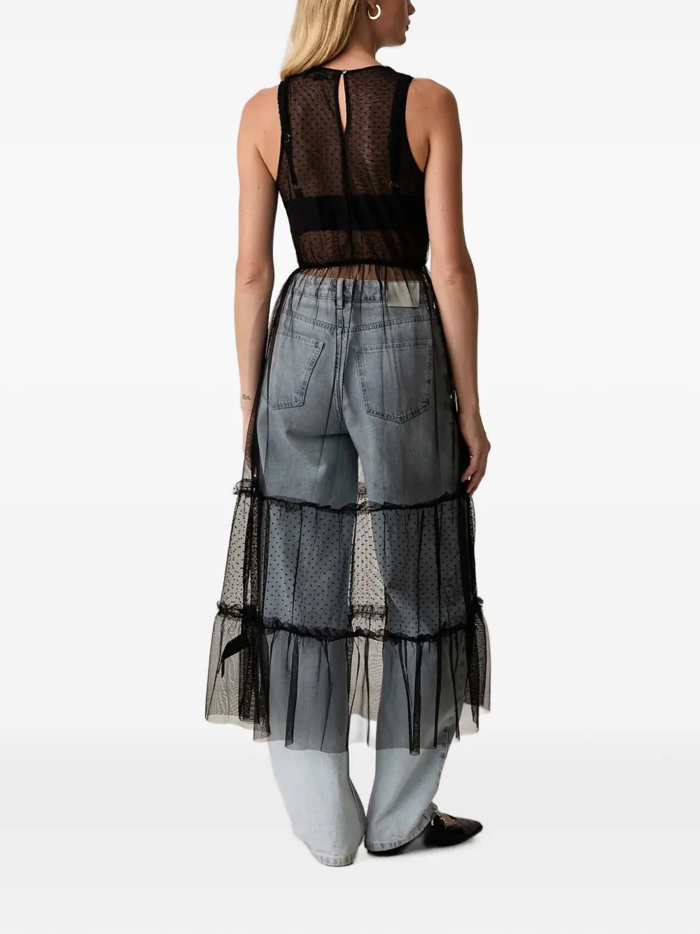 AllSaints Gelaagde jurk met stippen Zwart