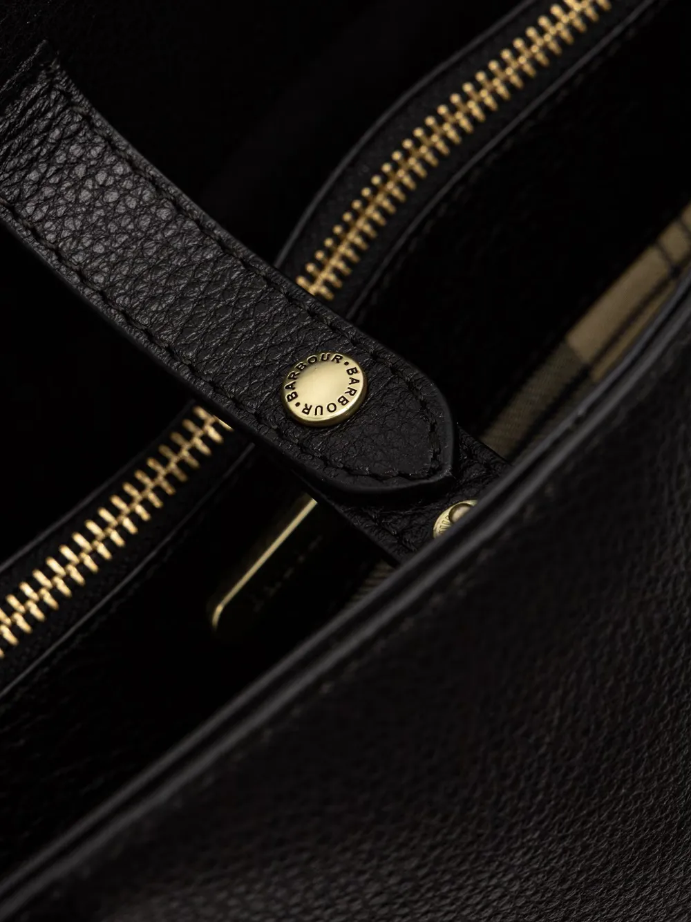 Barbour Grote Alder leren shopper met textuur Zwart