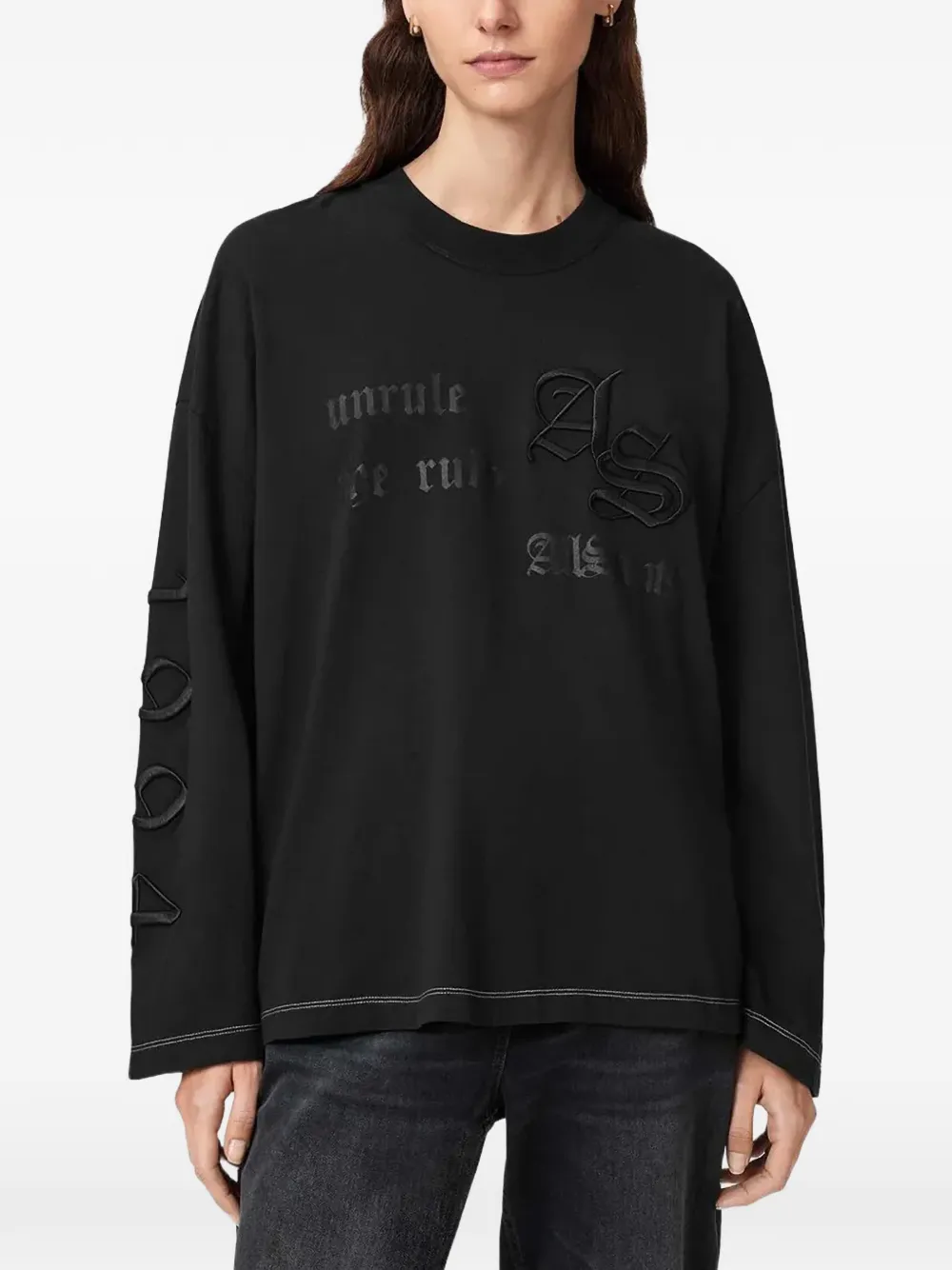 AllSaints logo-embroidered long-sleeves T-shirt