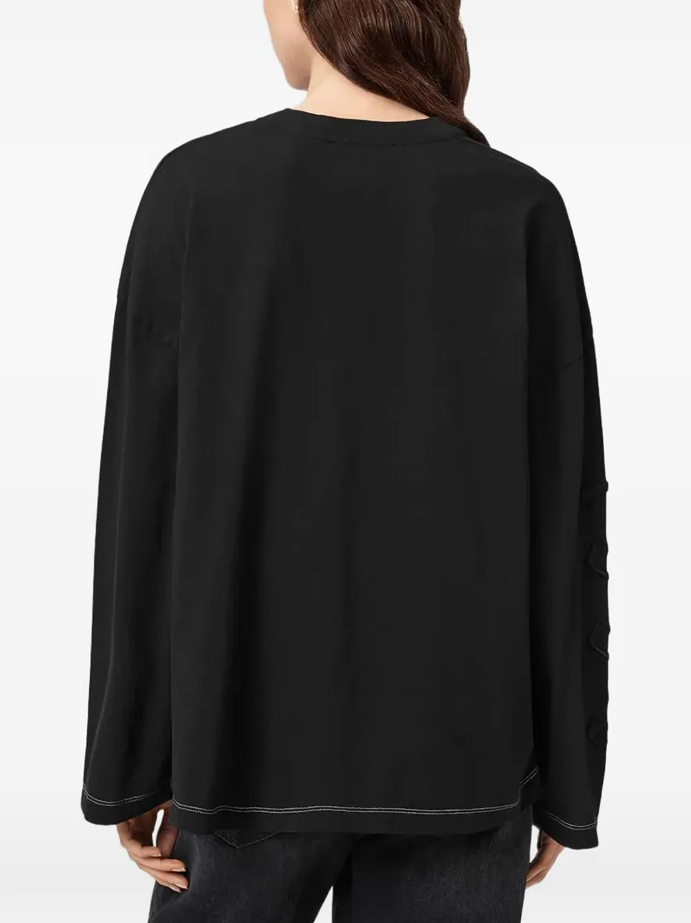 AllSaints T-shirt met lange mouwen en geborduurd logo Zwart