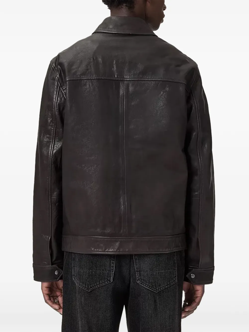AllSaints Nates leren jack Bruin