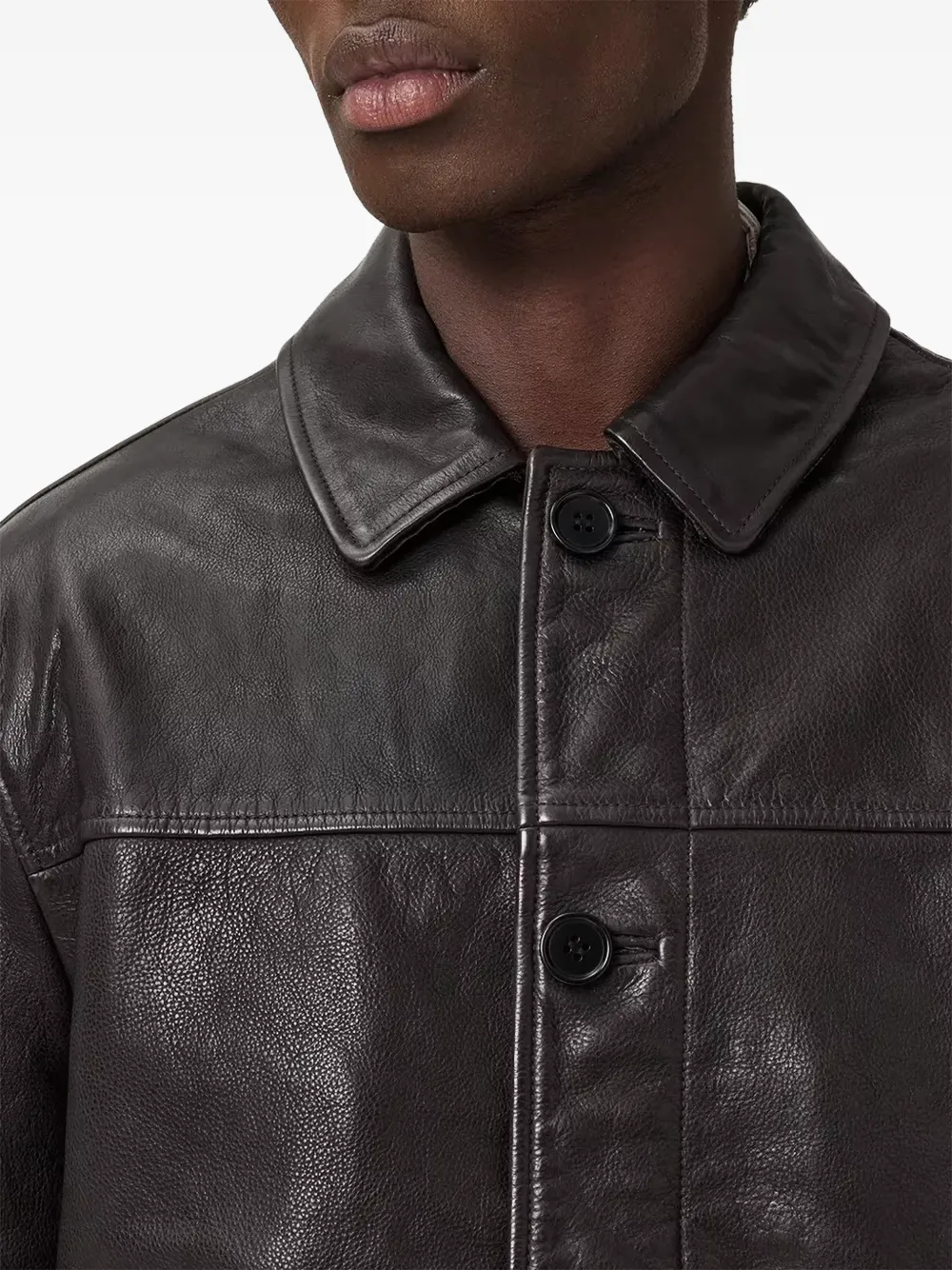 AllSaints Nates leren jack Bruin