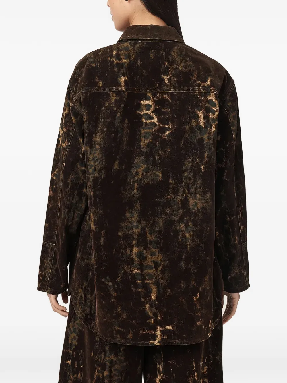 AllSaints Denim blouse met luipaard-print Bruin