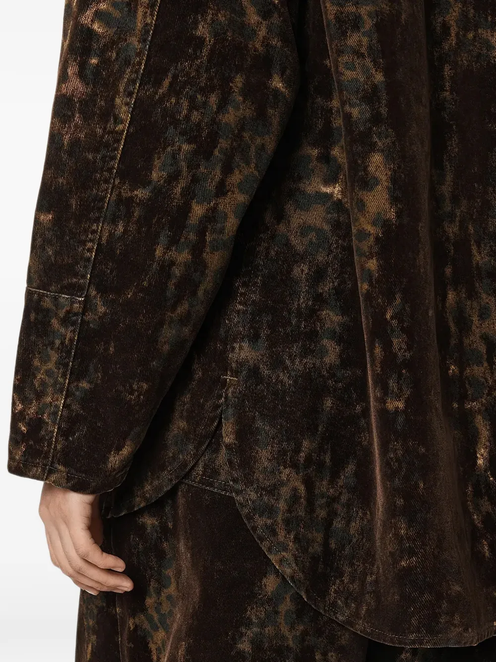 AllSaints Denim blouse met luipaard-print Bruin