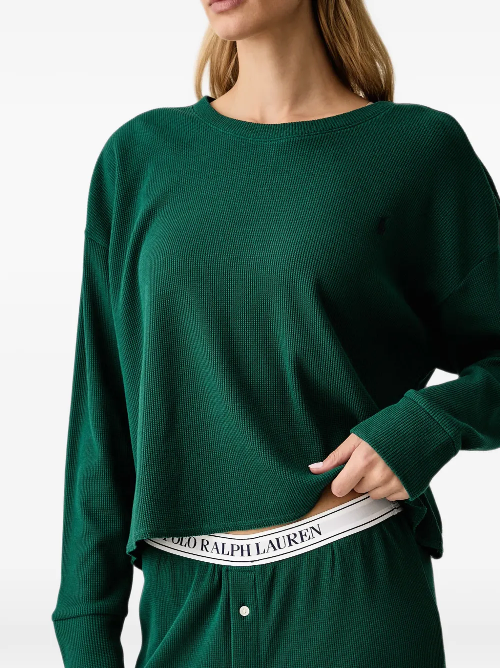Polo Ralph Lauren Wafelgebreide pyjama met geborduurd logo Groen