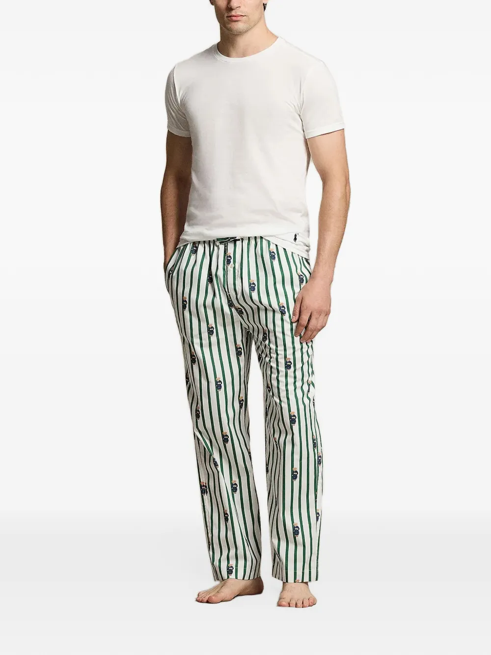 Polo Ralph Lauren Polo Bear striped cotton pyjama trousers Wit