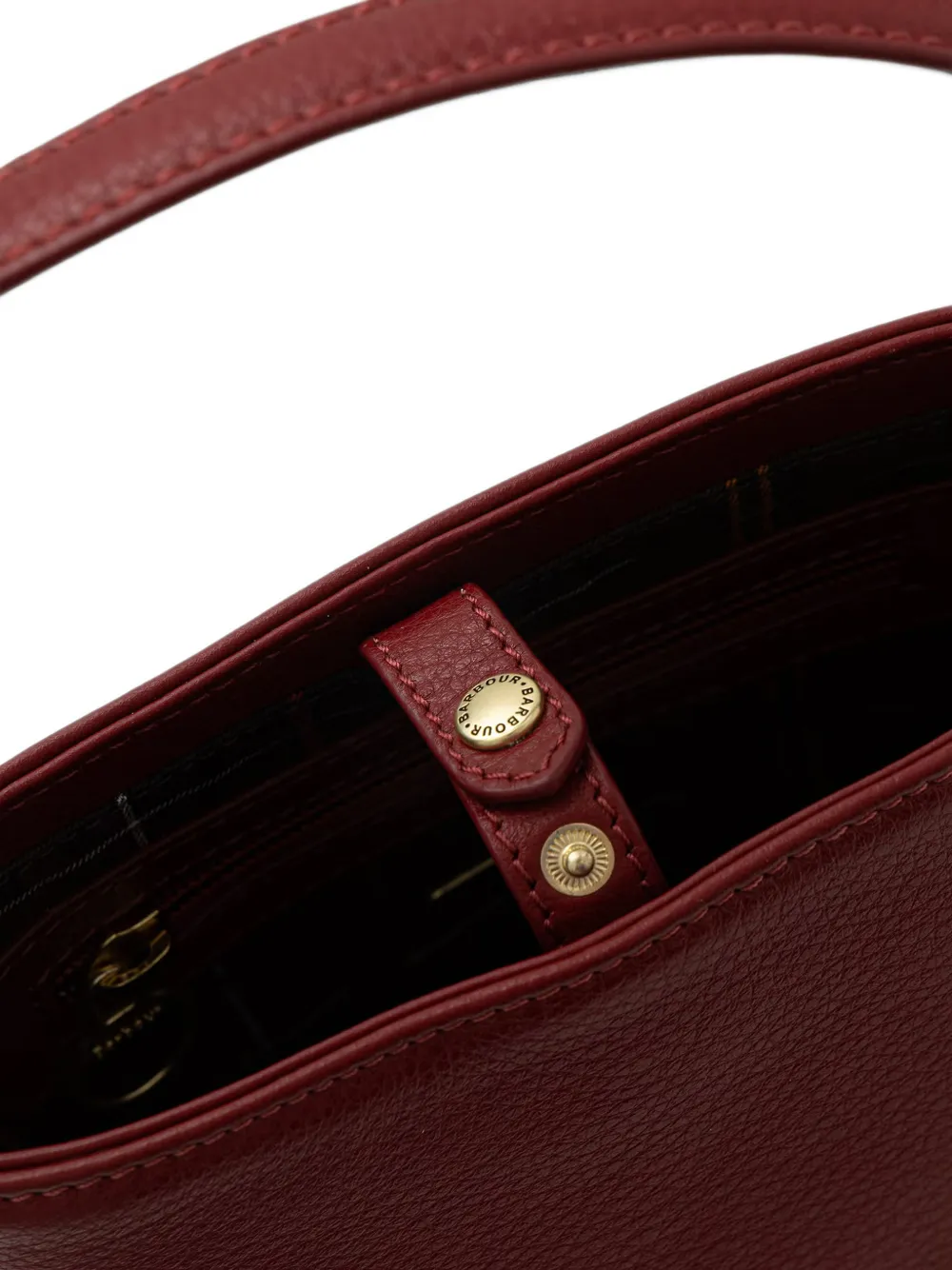 Barbour Cedar leren mini-buckettas met textuur Rood
