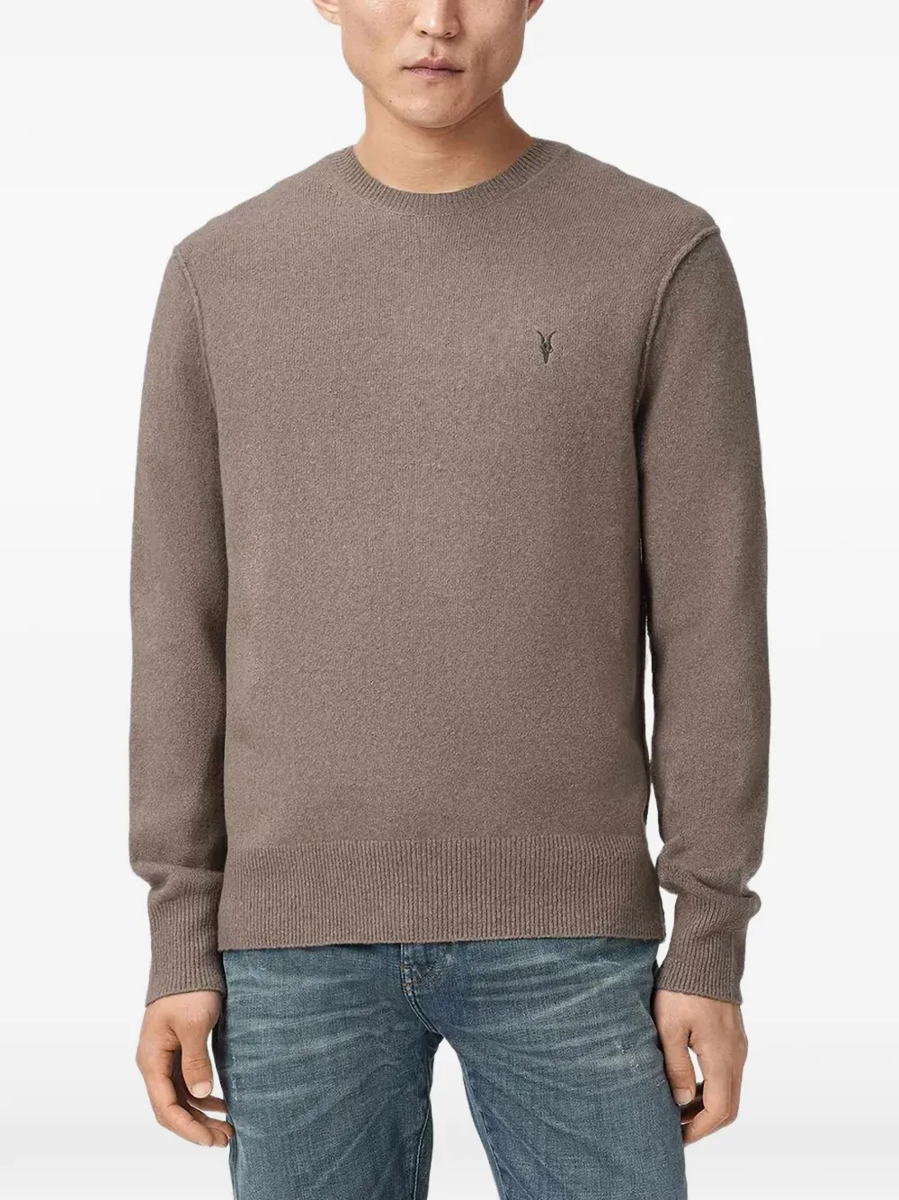 AllSaints Statten Ramskull crew neck jumper - Gris