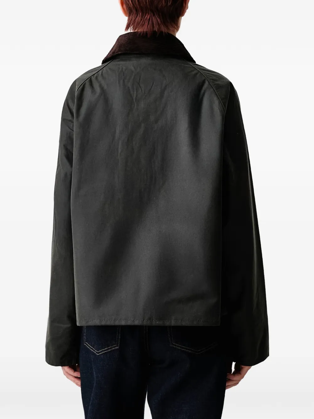 Barbour Spey gewaxt jack met ribfluwelen kraag Groen
