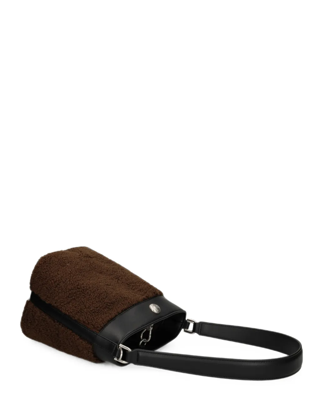 Lacoste Borsa a secchiello Bliss piccola effetto pile con placca logo - Marrone