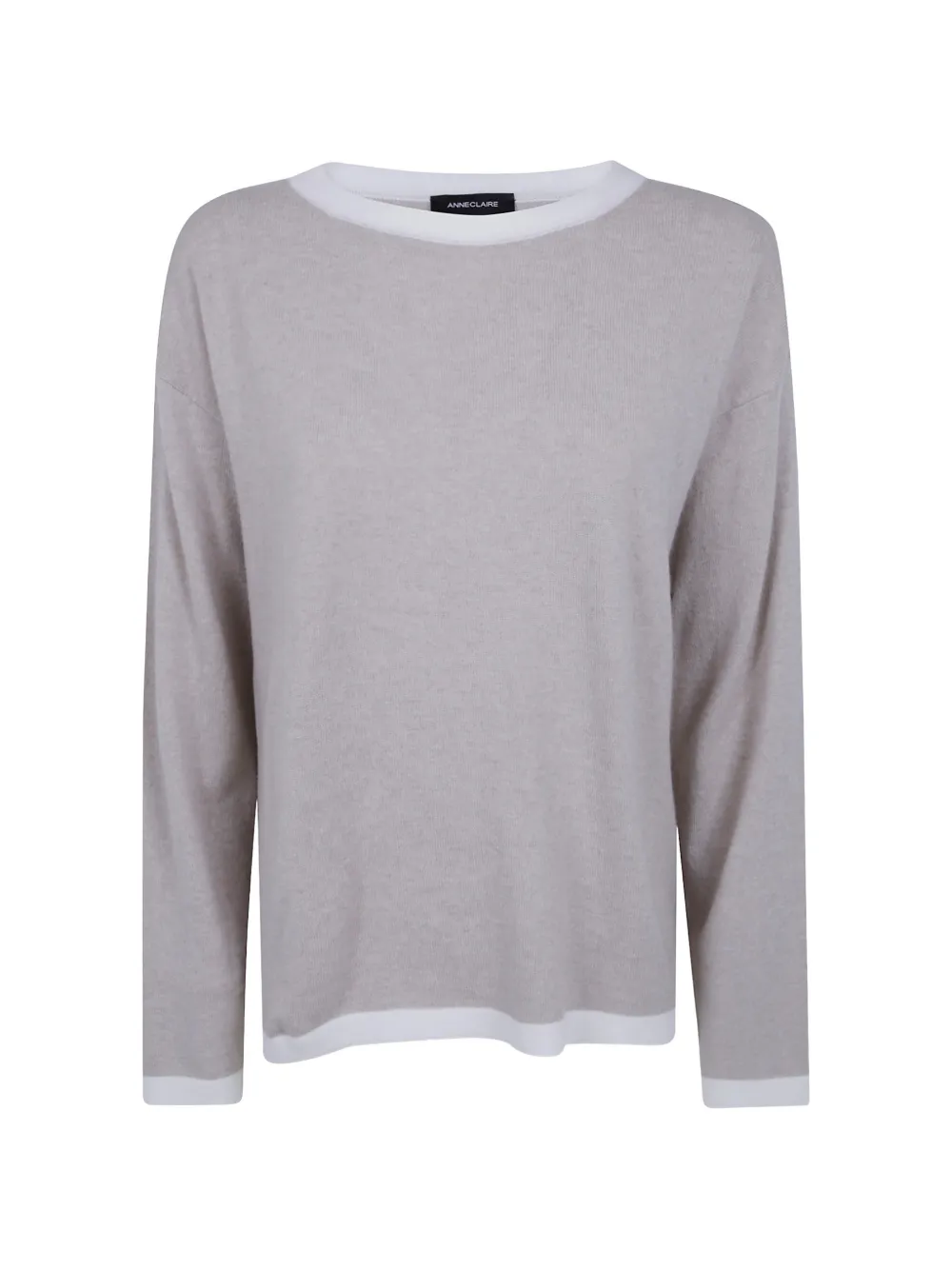 Anne Claire Contrast-trim Wool Sweater In Neutral