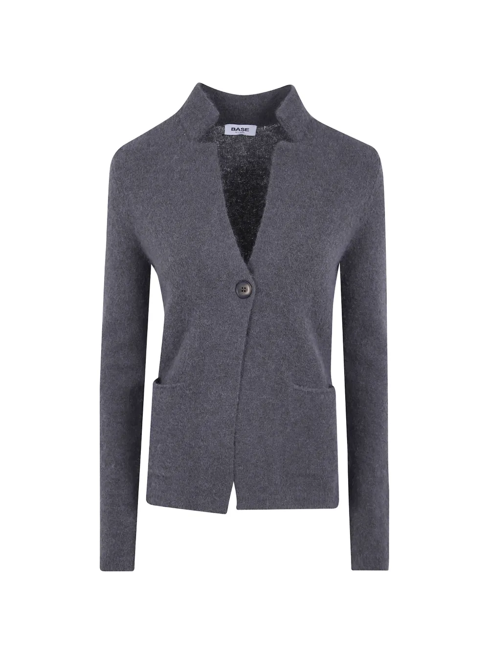 Base Alpaca-knit Single-button Cardigan In Grey