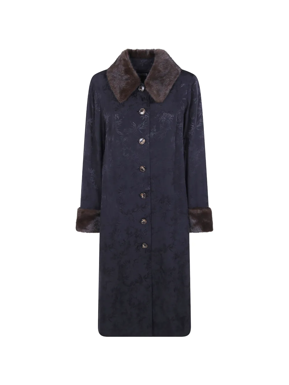 Rixo Jonah jacquard fur-trim coat - Nero