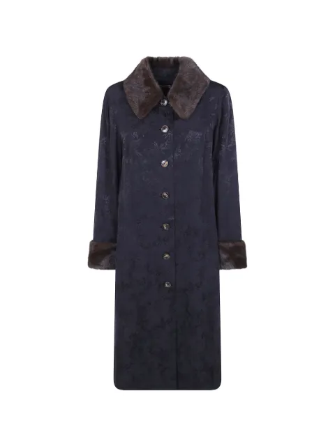 Rixo Jonah jacquard fur-trim coat