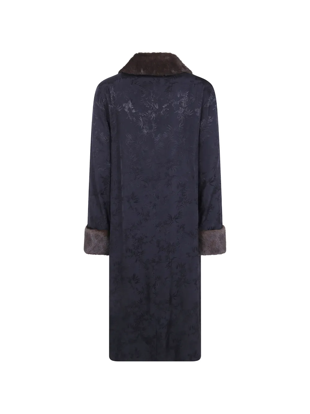 Rixo Jonah jacquard fur-trim coat Zwart