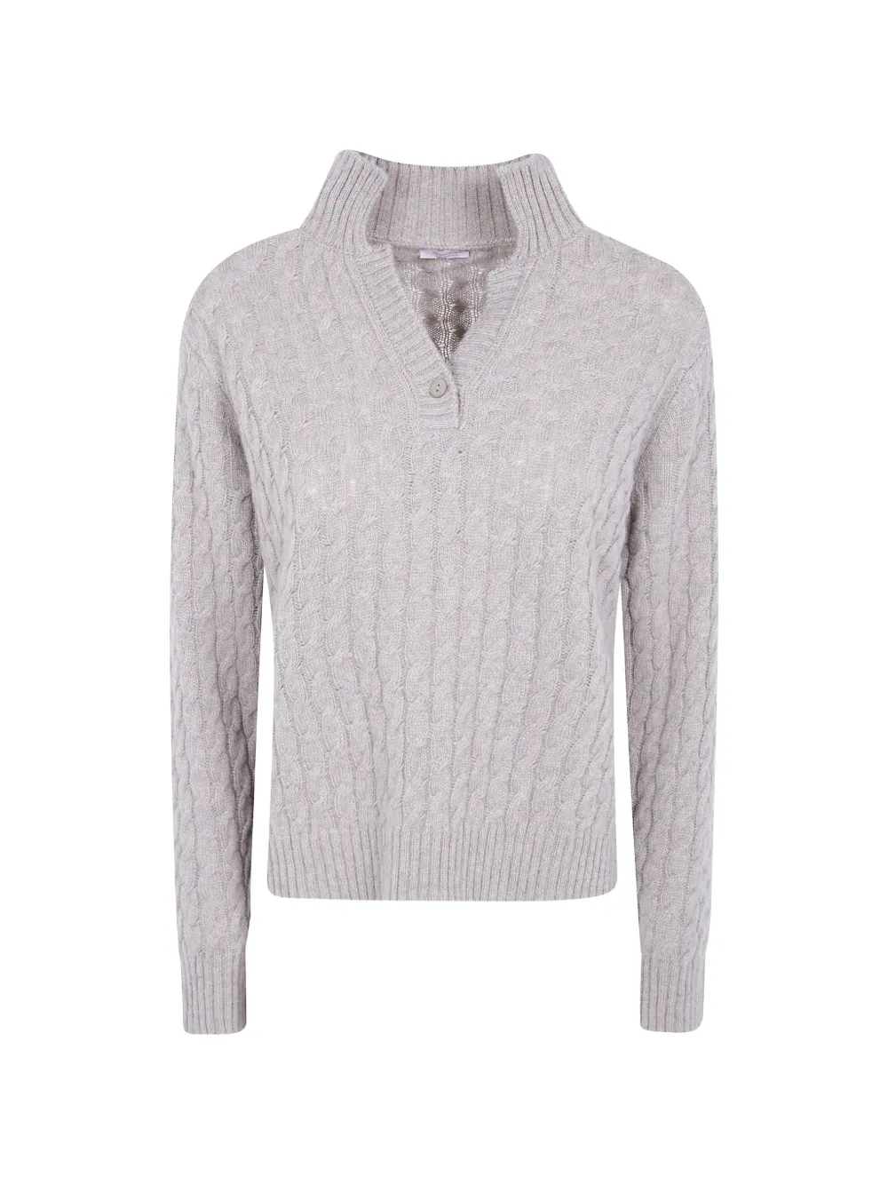 Rossopuro Cable-knit Button-neck Sweater In Neutrals