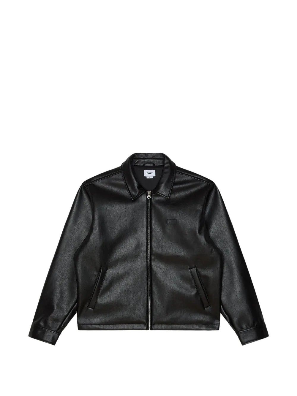 Obey Workman Faux-leather Jacket In Black