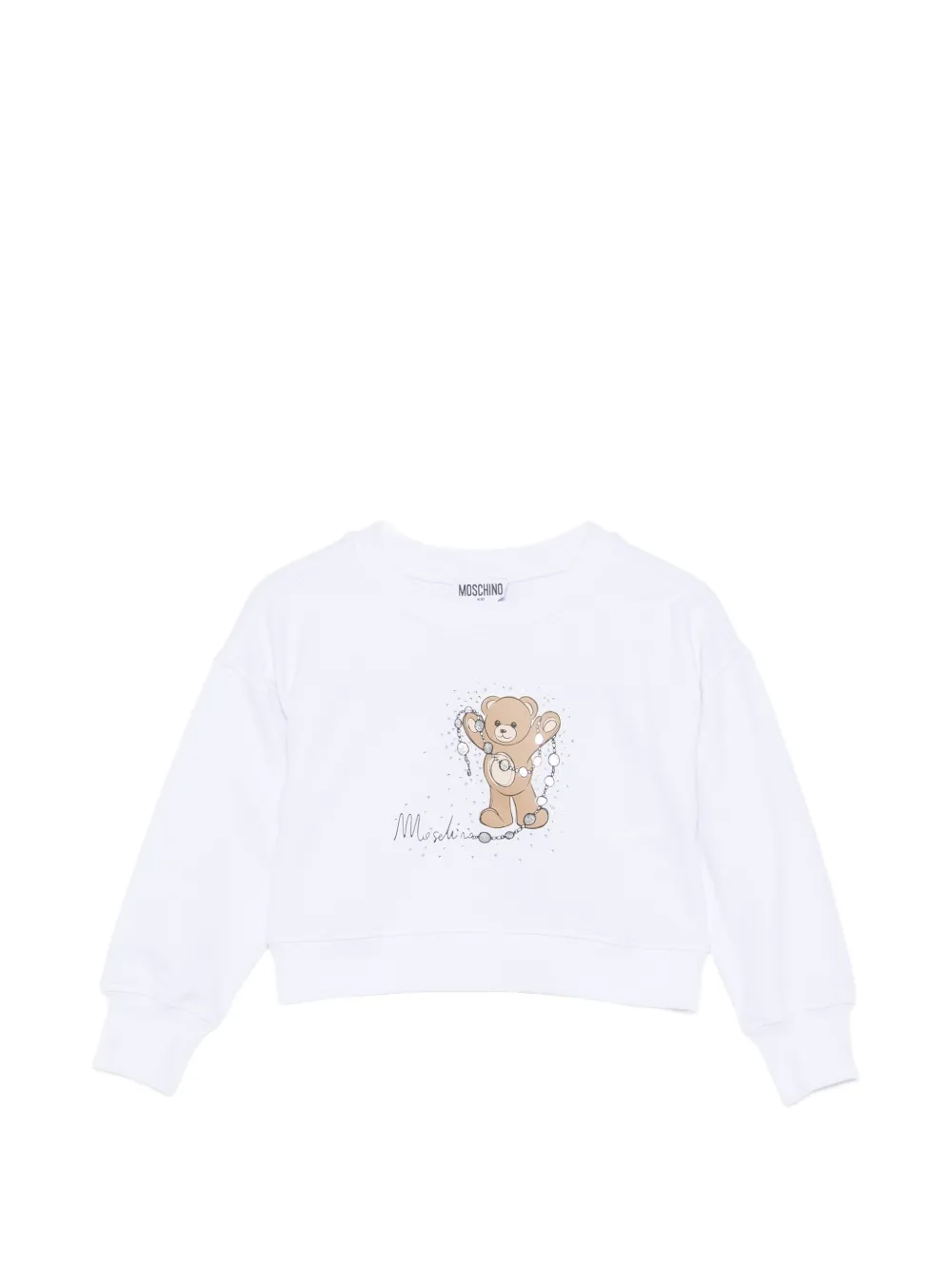 Moschino Kids Teddy Bear sweater verfraaid met stras Wit